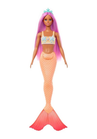 Barbie Bebek Pembe Saçları, Şeftali Rengi Kuyruğu Ve Saç Aksesuar
