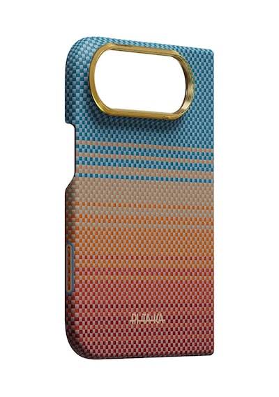 Apple Uyumlu iPhone Duo Kılıf M-safe Özellikli Aramid Fiber Pitaka Sunset 2.0 California Dream Mavi-kahverengi Mavi - Kahverengi