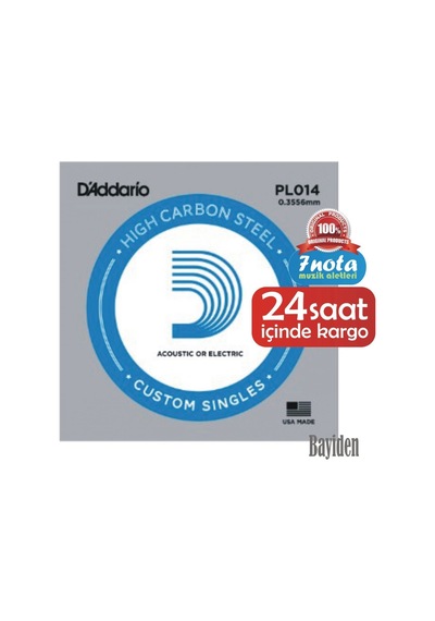 D'addario Pl014 Elektro Ve Akustik Tek Tel Plain Steel 014