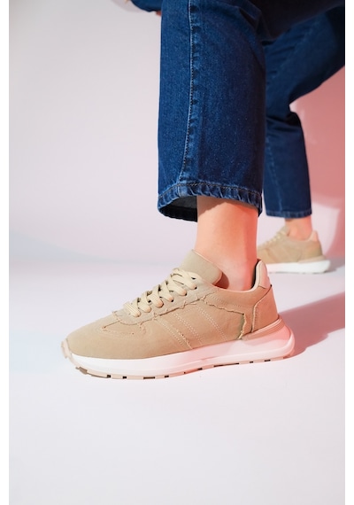 Luvishoes Rafael Bej Denim Kadın Spor Sneaker Bej