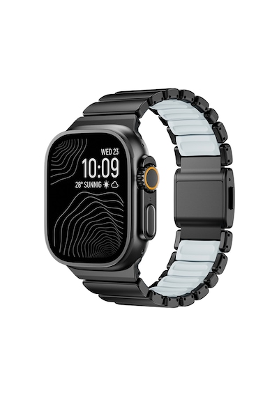 Watch 10 46mm Kordon Krd-151 Metal Silikon Kordon Siyah-mavi