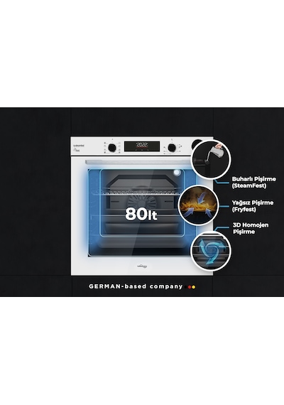 Tommatech TAF6004WSP 80 LT Ankastre Elektrikli Fırın Beyaz