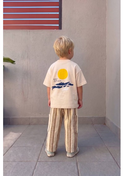 Baby Lory Kids Store Slogan Desenli İkili Takım Krem - Kahverengi