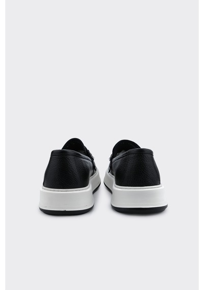Derinet Comfort Taban Hakiki Deri Tokalı Erkek Loafer Siyah Siyah