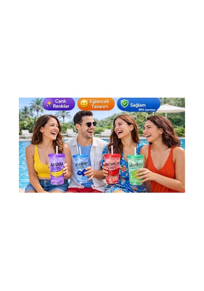Buzlu Kırık Cam Görünümlü Smoothie Bardağı,450ml,sızdırmaz Kapaklı Soğuk İçecek Bardağı,bpa İçermez Mor