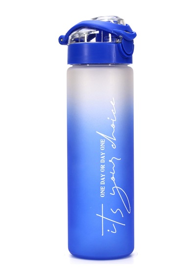 Su Matarası Tritan Geniş Ağız Su Şişesi Gradient Type Spor Matarası Suluğu Bpasız 630 Ml Mavi 0111