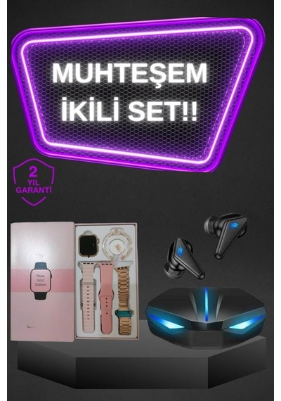 Kadınlar İçin Dokunmatik Ekran Akıllı Saat Ve Gamer Kablosuz Bluetooth Kulaklık Anc Özelliği