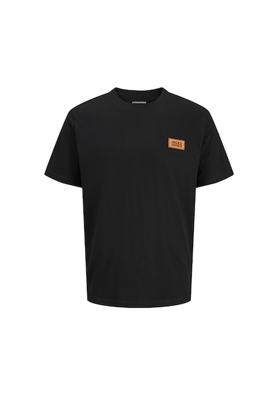 Jack & Jones Erkek Logo Detayli Bisiklet Yaka Tisört - Rush - 12298424 Siyah