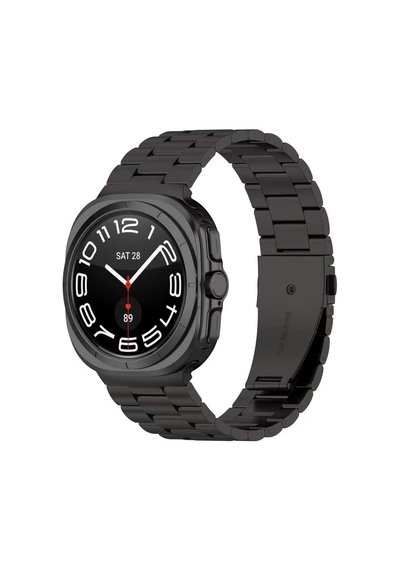Samsung Uyumlu Galaxy Watch 7 Ultra 47mm Pim Ayarlanabilir Çelik Kordon Siyah