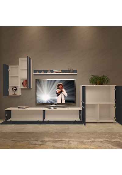 Decoraktiv Eko 6 Mdf Std Tv Ünitesi Tv Sehpası Beyaz - Antrasit