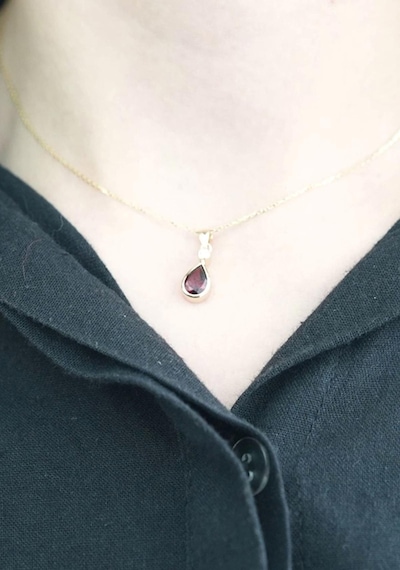 Damla Garnet Tektaş Kolye Sarı