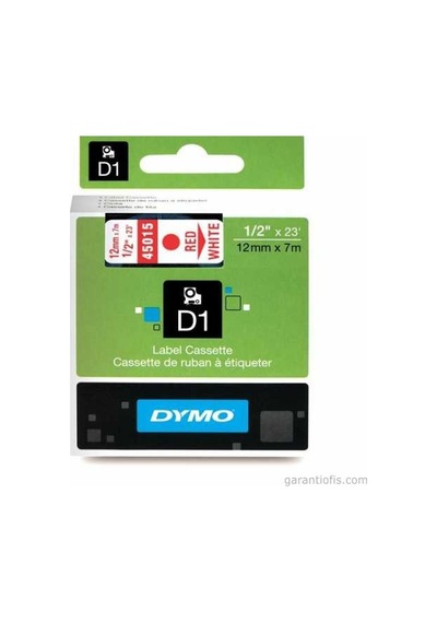 Dymo D1 Beyaz/Kırmızı Yedek Şerit 12Mm X 7Mt 45015