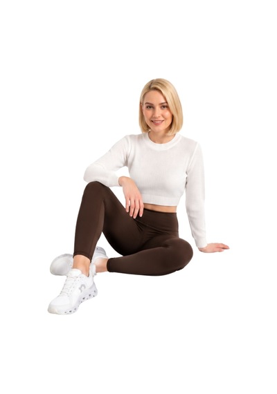 Mrm Pro Kadın Kışlık Polar Tayt Toparlayıcı Yüksek Bel Esnek Tayt Sıcak Tutan İç Polar Spor Tayt Kahverengi Kahverengi