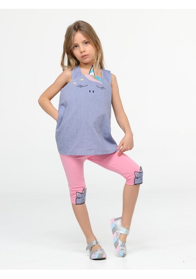 Casabony Unicorn Dokuma Tunik + Tayt Takım-pembe Pembe