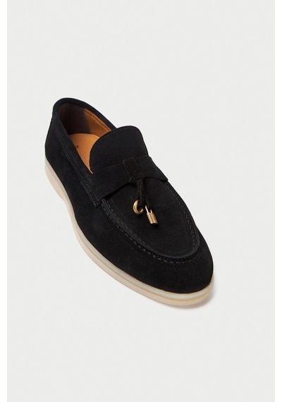 Mubiano Hakiki Deri Collection Kadın Süet Loafer & Babet Siyah -mckry1410-s Siyah