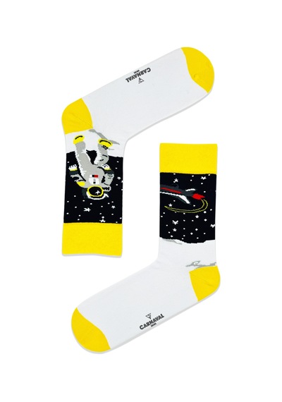 Carnaval Socks Sağlı Sollu Astronot Temalı Soket Çorap Renkli