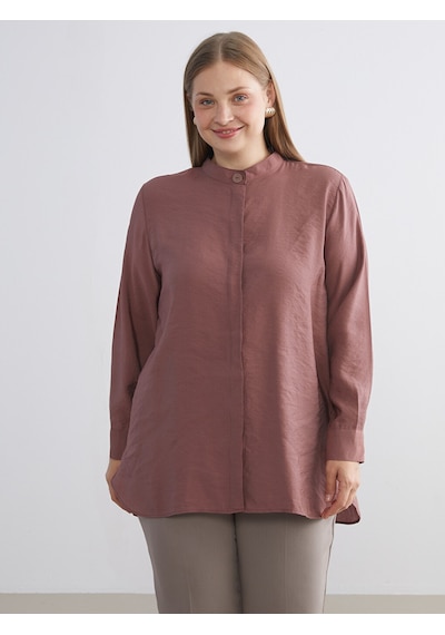 Lcwaıkıkı Classic Kahverengi Oversize Modal Karışımlı Kadın Gömlek Tunik