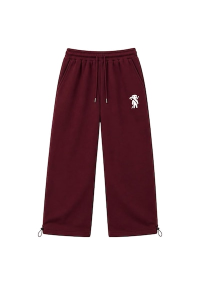 Zaee Street Alien Nakışlı Ayarlanabilir Paça Premium Baggy Eşofman Altı Bordo