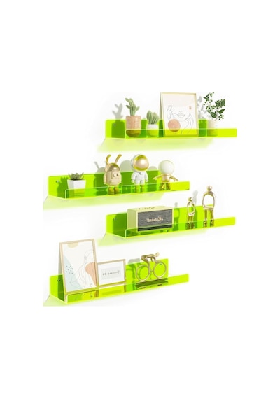 Pleksi Duvar Raf Neon Yeşil, 50cm X 10cm Diğer