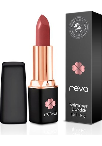Reva Shimmer Lipstick Clean Formula Ruj Mineral Red