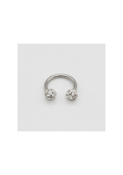 Dudak Boy 3176 Beyaz Septum - Tragus Gümüş Renk Kıkırdak Burun Minik Taş Piercing Çelik Silver
