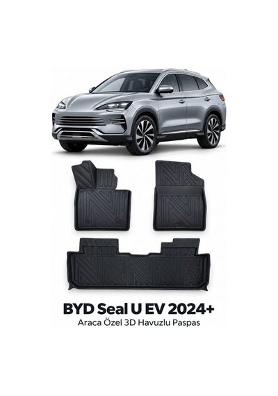 Byd Seal U Ev 2024+ Araca Özel Karbon Desenli 3d Paspas Bagaj Havuzu Set Alt Kademe Siyah