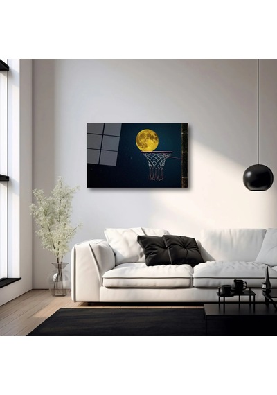 Dolunay Ve Basketbol Potası - Cam Tablo - Deg0361 70 X 110 Cm
