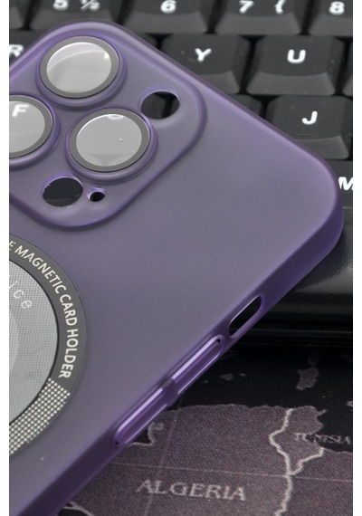 Apple Uyumlu iPhone 13 Pro Max Uyumlu Mor Renkli Yarı Şeffaf İnce Sert Kapak Kılıf Kamera Lens Korumalı Mor -
