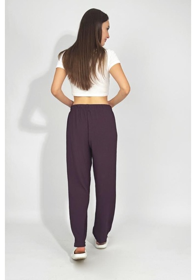Kadın Beli Lastikli Ayrobin Eşofman Pantolon Mürdüm