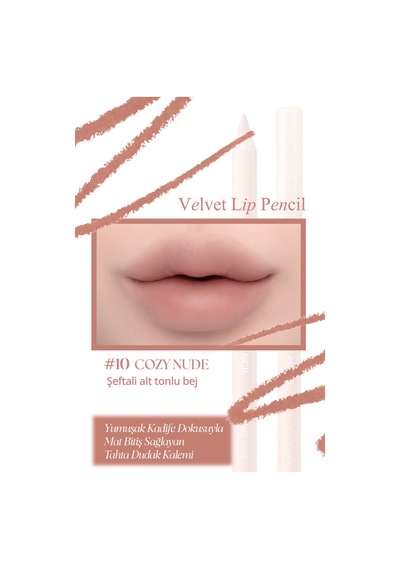 Kremsi Formüle Sahip Dudak Kalemi Ve Kalemtıraş Seti Clıo Velvet Lip Pencil Set 10 Cozy Nude
