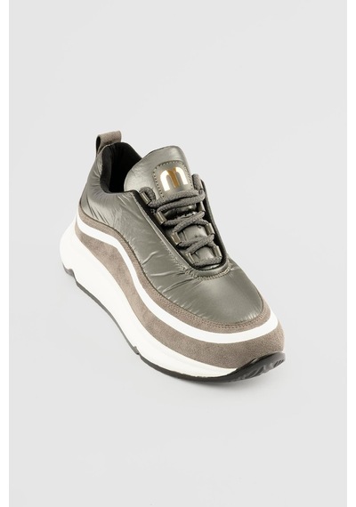 Mubiano Kadın Anorak Sneaker Süet Detaylı Kalın Tabanlı Bağcıklı Mito Gri Gri