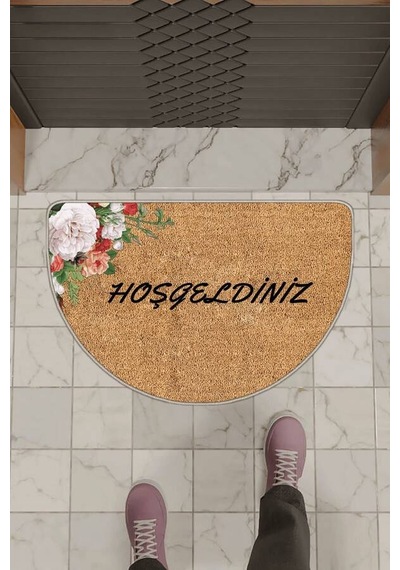 Bej Hoşgeldiniz Desenli Kapı Önü Paspası Kp36n11