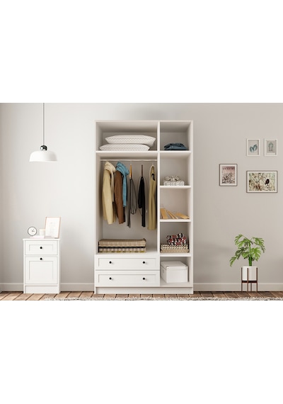 Rumy-s1 Country 3 Kapak 2 Çekmeceli Aynalı Mega Gardırop Beyaz