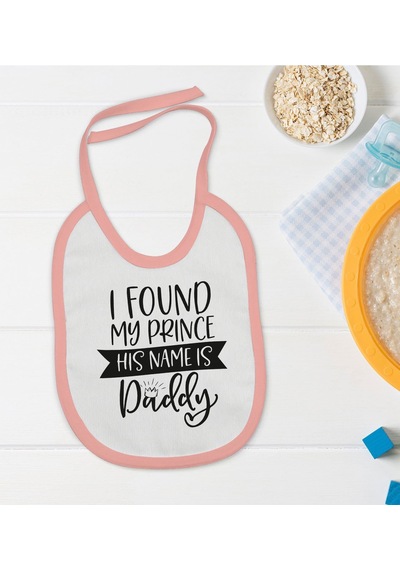 Bk Kids His Name İs Daddy Tasarımlı Pembe Bebek Mama Önlüğü Pembe