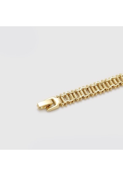 Zirkon Taşlı Geometrik Motifli 14 Ayar Altın Kaplama Kadın Bileklik Gold