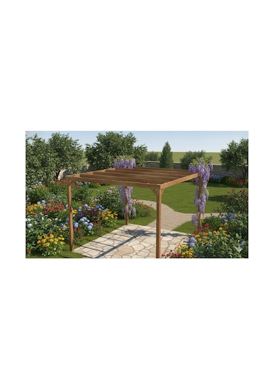 Ahşap Pergole Tente Çardak 250x250 Cm Kendin Kur Yerden Yükseklik 210 Cm Kahverengi