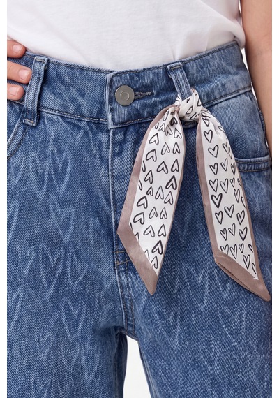Joy Kids Kız Çocuk Lazer Kalp Baskılı Kot Pantolon 8-11yaş Mavi Açık Mavi