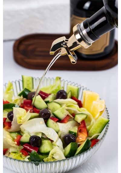 Moss 2'li Ahşap Standlı Damlatmaz Zeytinyağı Sıvıyağ Şişesi Cam Yağdanlık Seti 500 Ml Siyah Siyah