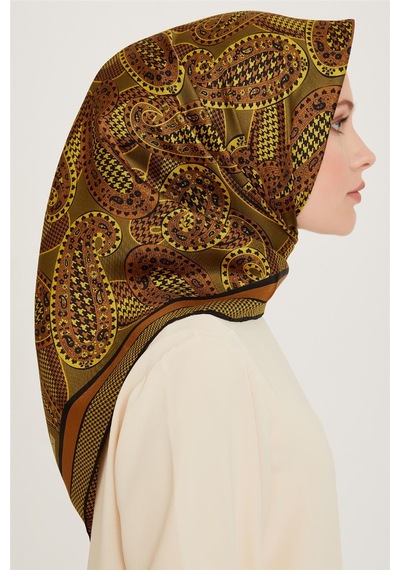 Armine Etnik Desenli Twill Saf İpek Eşarp 9208d 19 Çok Renkli