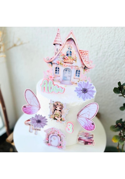 Peri Kızı Temalı Kız Çocuk Doğum Günü İsme Özel 3d Pasta Süsü Seti Cake Topper Çocuk