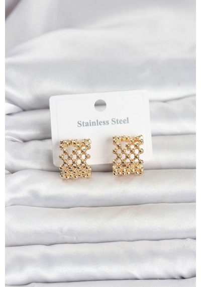 316l Çelik Gold Renk Motif Desenli Halka Kadın Küpe Tj-bkp11822 Çok Renkli