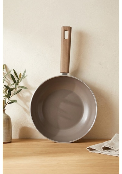 Bernardo Natura Seramik Wok Tava Kahverengi 24cm Bej - Kahverengi