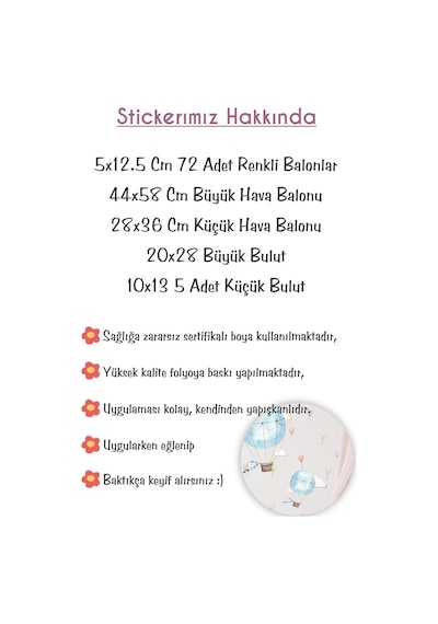 MSticker Soft Renklerde Uçan Balonlar Seti Çocuk Bebek Odası Sticker Seti