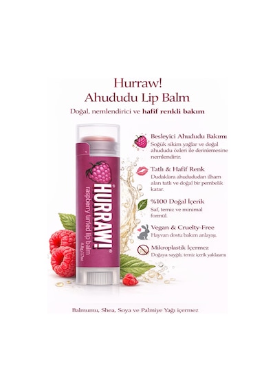 Hurraw Gece & Gündüz Dudak Bakımı 3 Lü Set Vişne + Fındık + Moon Lip Balm