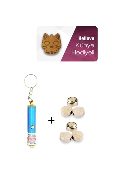 Kedi Oyuncağı Lazer + 6 Adet Pil + Hellove Kedi Künyesi Diğer
