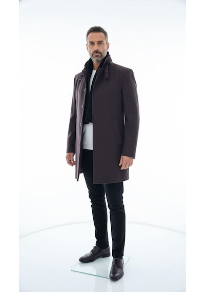 Plus Scorpion Erkek Slim Fit Kaşe Kaban Çıkarılabilir Ribanalı Fermuarlı Yaka, S Xxl Kahverengi