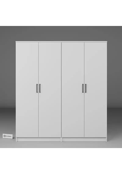 Kardelen Serisi 160 Cm Mat Beyaz 4 Kapılı 8 Raflı Elbise Dolabı - Gardırop Seti Beyaz Kardelen Serisi 160 Cm Mat Beyaz 4 Kapılı 8 Raflı Elbise Dolabı - Gardırop Seti Beyaz