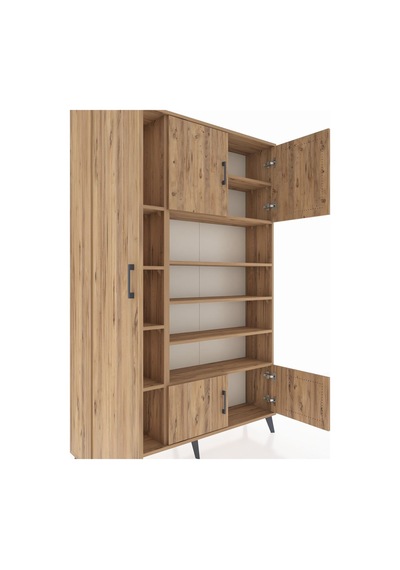Arges Dolap 10 Raflı 5 Kapaklı 132x30x195 Çam-çam/çam Çam