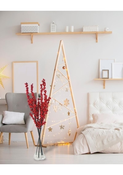 Yapay Çiçek Kokina Uzun Dal 90cm Yılbaşı Çiçeği Red Berry
