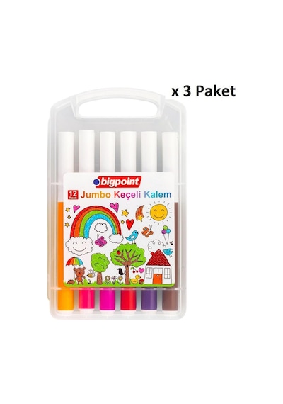 Bigpoint Jumbo Keçeli Kalem 12'li Set Plastik Kutulu X 3 Paket